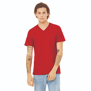 Camiseta Unisex OEM con Cuello en V, Roja, Esencial, 100% Algodón Airlume, 4.2 oz, Manga Corta, Cómoda y Elegante - Product Image 1