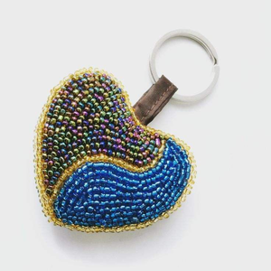 Classic Colorful Crystal Glass Beaded Handmade Durable Eco-Friendly Waterproof <b>Rose</b> <b>Quartz</b> Keychain with Embroidery Detailing - Product Image 2