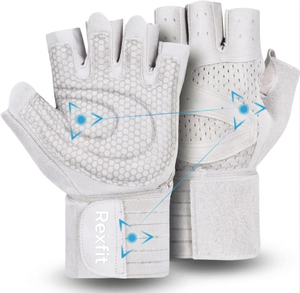 Sports Gloves Rexfit Half Finger Gym Fitness Gloves Mesh Breathable Non Slip <b>Adjustable</b> Wrist <b>Strap</b> Unisex Training Gloves - Product Image 6