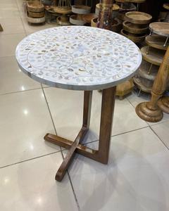 Table basse en nacre de qualité supérieure Mobilier rond antique moderne pour la maison et le bureau Design unique - Product Image 4