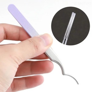 Pince à épiler pour cils 1/4 Gradient avec peigne, pointe en acier inoxydable, pince à sourcils droite 12 cm, outils de précision durables et modernes personnalisés - Product Image 2