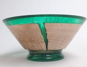 Bol artisanal en résine époxy et bois d'acacia pour la présentation décorative de table et le service en cuisine - Product Image 4