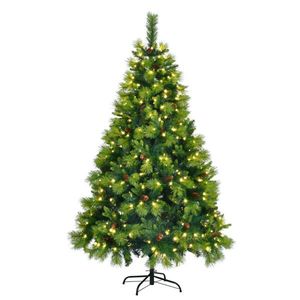 6FT Pre-Lit Grass Green Christmas Tree with Wreath and Garland Large Pine Branches Artificial Christmas Set WI - Product Image 3