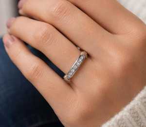 Modern Style Round Cut Lab Grown Diamond Luxury Band <b>Rings</b> for Unisex 14K White Gold Anniversary Lovers Gift For Party Charms - Product Image 2