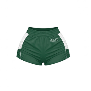 Shorts cortavientos para mujer, 180 GSM, malla de poliéster, azul claro y morado, panel lateral con logo sublimado, shorts personalizados para mujer - Product Image 2