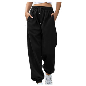 Pantalon de jogging pour femme, coupe ample, taille mi-haute, avec poches, respirant, taille élastique, écologique, style sportif pour la gym - Product Image 2