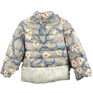 Blouson Moto Hiver Écologique Vintage à Motifs Floraux avec Ornements Perlés Unisexe Imprimé Design Gris - Product Image 5