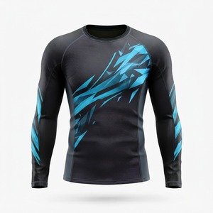 Camiseta de compresión de manga larga para hombre, con estampado por sublimación, de secado rápido, color gris, para MMA - Product Image 4