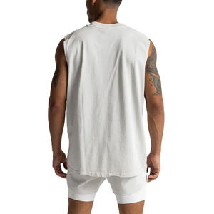 Loose-Fitting Cotton O-Neck Anti-Wrinkle Breathable Vintage American-Style Hip Hop Knitted <b>Vest</b> Tank Top TEE - Product Image 4