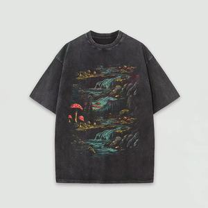 Camiseta Corta de Algodón con Estampado Gráfico DTG, Lavado Ácido, Diamantes de Imitación, Estilo Oversize para Hombre, Ropa Personalizada de Verano - Product Image 1