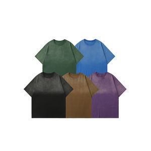 OEM Service Acid Washed Oversized T-Shirt Ringers Men Heavyweight <b>100</b>% Cotton Eco-Friendly Vintage Custom Design Wholesale - Product Image 2