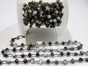 Shaded Purple Moonstone Rondelle 6 mm Briolette Faceted Beaded <b>Rosary</b> Chain - Product Image 1