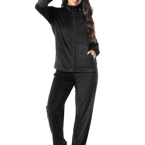 High Quality Black Velour Tracksuit <b>Zip</b>-<b>Up</b> <b>Jacket</b> & Pants Breathable Eco-Friendly OEM Wholesale Velour Tracksuit Gym Sports - Product Image 3