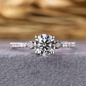 Anillo de propuesta antiguo creado en laboratorio para esposa, corte brillante redondo, compromiso de diamante único y anillo de aniversario para regalo de boda - Product Image 2