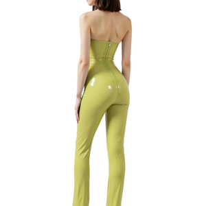 Women's Silver Metallic Full Length <b>Jumpsuit</b> High Waist Long Sleeve Turtleneck Bodycon Fit Spandex Nylon Clubwear Anti-static - Product Image 2