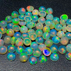Lot de cabochons ronds en opale éthiopienne, qualité multi-feu, pierres précieuses de 4 mm à 10 mm, opale naturelle pour la création de bijoux - Product Image 1