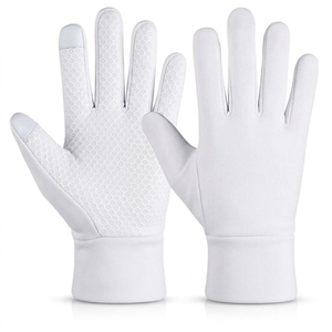 Gants complets blancs en polyester antidérapants, isolants thermiques, compatibles écran tactile, pour l'hiver, activités extérieures, unisexe, pour le cyclisme et la course à pied - Product Image 1