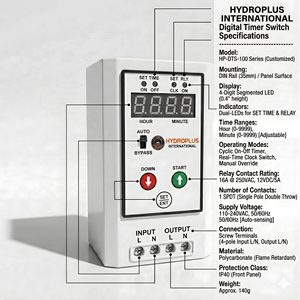 Hydroplus Digital Clock <b>Timer</b> Controller for Solar Cleaning Pump Automation <b>Irrigation</b> Borewell Tank Filling Dual Source Unit - Product Image 4
