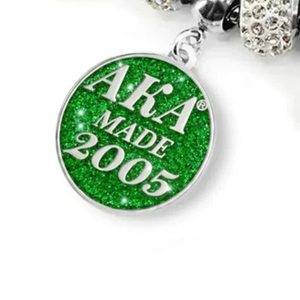 Made 2005 <b>Bracelet</b> for Women Elegant Green and <b>Silver</b> Color <b>Charm</b> Jewelry Fashion Wrist Accessory Premium Sorority Inspired - Product Image 6