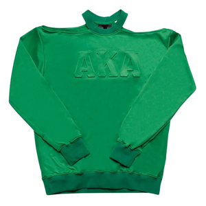Sudadera AKA Pretty Girl Green Cold Shoulder con letras en relieve, jersey de manga larga informal para mujer, color verde - Product Image 5