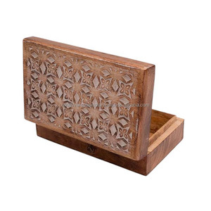 Latest Floral Carving Wooden Jewelry Organizer Whitewash Finish With Space for Necklaces <b>Bangles</b> & Earrings at Affordable Rates - Product Image 2