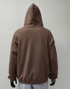 Sweat à capuche entièrement zippé en molleton 100% coton, avec logo personnalisé brodé, appliqué, teint uni, effet délavé soleil, épaules tombantes, style streetwear - Product Image 3