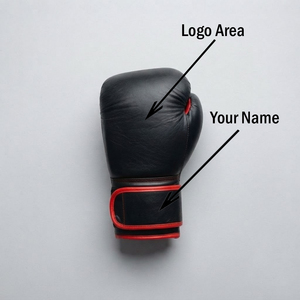 Gants de boxe en cuir noir personnalisés avec logo et bordure rouge – Fermeture auto-agrippante pour entraînement et sparring adulte OEM/ODM - Product Image 3