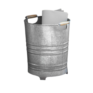 Poubelles en métal de style vintage, poubelles galvanisées avec couvercle et poignée pour tous types de déchets d'intérieur, en vente - Product Image 6