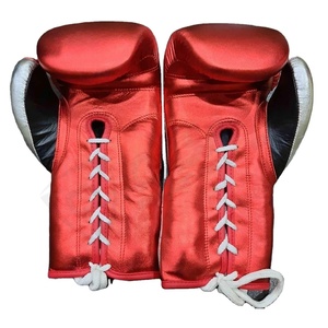 Gants de boxe en cuir brillant à lacets 12oz 14oz Sports Boxing-Professional Leather Gloves - Product Image 1