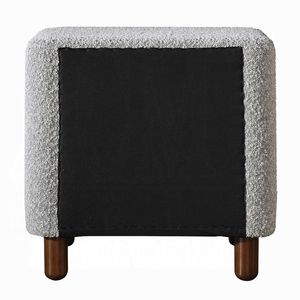 Comodino Classico in Legno Grigio con Due Cassetti, Rivestimento in Bouclé, Arredamento Camera da Letto, 1 Pezzo con Gambe in Legno - Product Image 6