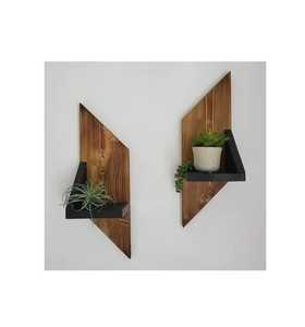 Ensemble de 3 étagères murales hexagonales rustiques en bois, support de rangement géométrique en nid d'abeille pour salon, chambre à coucher, petite étagère pour plantes - Product Image 4