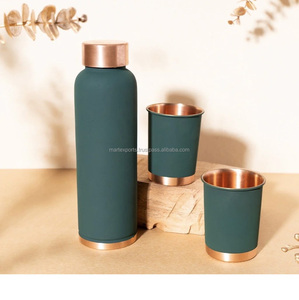 Premium solid <b>copper</b> <b>bottle</b> with polished finish for regular <b>drinking</b> and long lasting hydration support - Product Image 4