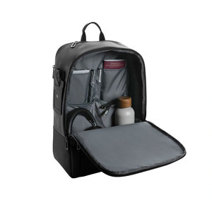 Minimalist <b>Black</b> Polyester <b>Backpack</b> Lightweight Soft Shell Rectangular Zipper Closure Unisex Daily Use - Product Image 2