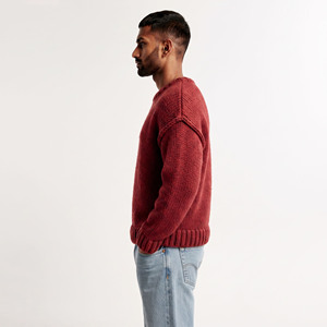Pull en tricot d'hiver pour homme OEM ODM, col rond classique, pull chaud en tricot, vente en gros, pull en tricot d'hiver pour homme de haute qualité - Product Image 3