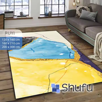 Tapis Shufu en polyester abstrait, fabriqué à la machine, brillant, facile à nettoyer, design moderne, anti-allergène, antidérapant, à poils moyens, pour aspirateur