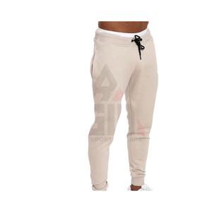 Pantalón de chándal de hombre transpirable ligero estilo casual blanco cintura elástica personalizable 100% algodón lavado - Product Image 1