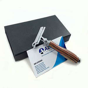 Handcrafted Wooden Handle Double Edge Safety Razor Multicolor Design <b>Silver</b> Head Eco-Friendly for Gentle Wet Shaving - Product Image 3