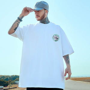 OEM American Retro Summer T-<b>Shirt</b> <b>Men</b> 100% Cotton Quarter-Sleeved Loose-Fitting Casual Eco-Friendly Quick Dry 280 Grams Worsted - Product Image 3