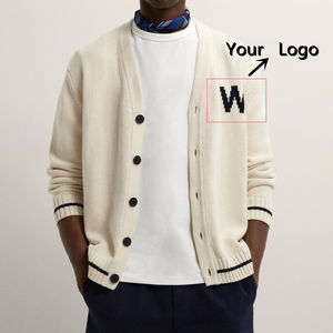 Seebi Sports Men's Cream Wool Acrylic V-neck <b>Thick</b> <b>Cardigan</b> Full Sleeve Button Closure Letter W Logo Winter Wear - Product Image 2