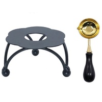 Poêle à cire à cacheter en laiton au design élégant, chauffe-cire à cacheter, poêle design en bois et laiton avec cuillère