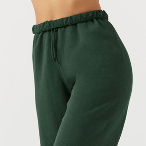 Men's Dark Green Elastic Waist Drawstring Knitted Sweatpants Casual Loose Fit Midweight Plain Dyed <b>Pants</b> - Product Image 5