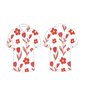 Polo con Estampado de Flores Rojas, Diseño Floral Completo, Transpirable, Casual de Verano, Manga Corta, Sublimado - Product Image 3