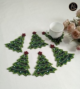 Indian Handmade <b>Beaded</b> Glass <b>Coasters</b> for Wedding and Christmas Party Table Buy Direct From Supplier At Bulk Price - Product Image 4