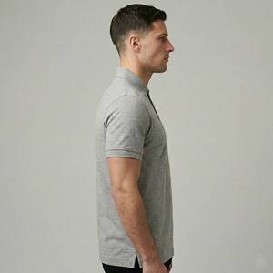 Camiseta de Hombre de Punto Grueso de Alta Calidad Personalizada, Color Gris Jaspeado, Logotipo Bordado Minimalista, Antiarrugas, Manga Corta - Product Image 5