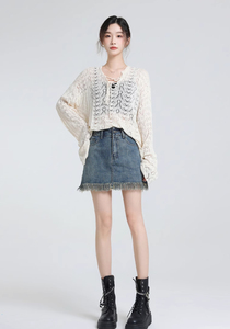 Faldas Vaqueras en Tonos Claros con Detalle Moderno en el Dobladillo, Transpirables, Cómodas, Versátiles, Esenciales para el Armario, Cintura Ajustada para Otoño - Product Image 2