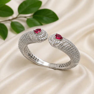 Glamorous Trendy Silver Plated Brass Premium Quality CZ <b>Charm</b> Openable Bracelet for Wedding Engagement Party Wear for Women - Product Image 1