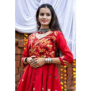 TRABAJO DE TEJIDO DE ALGODÓN A LA MODA SOLO VESTIDO ROJO - Product Image 2