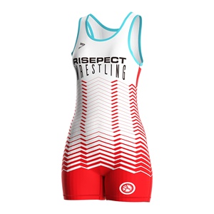 Wrestling Singlet Blue One-Piece Fitted Spandex Polyester <b>Boys</b> Children Martial Arts Wear Sublimation Print - Product Image 4