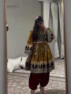 Robes Salwar Kameez Afghanes Kuchi Broderie Dentelle Haute Qualité Respirantes Robes de Mariage 2025 Vente Chaude en Gros - Product Image 6