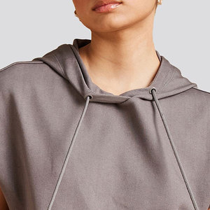 Hoodie sans manches à capuche pour femme, tricoté, couleur unie, respirant, en coton et fibre de bambou, style décontracté pour l'automne - Product Image 6